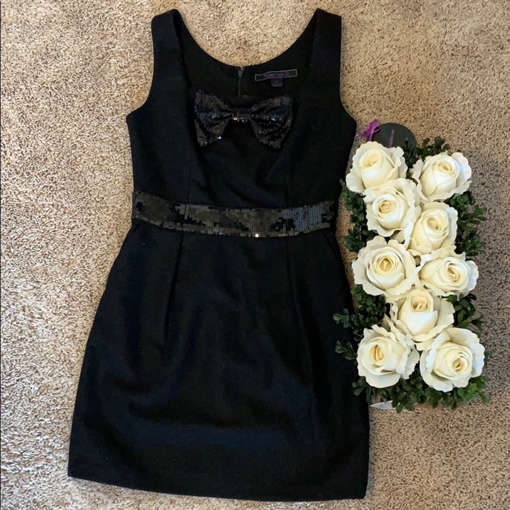 Forever 21 sequin black bow cocktail dress size S
